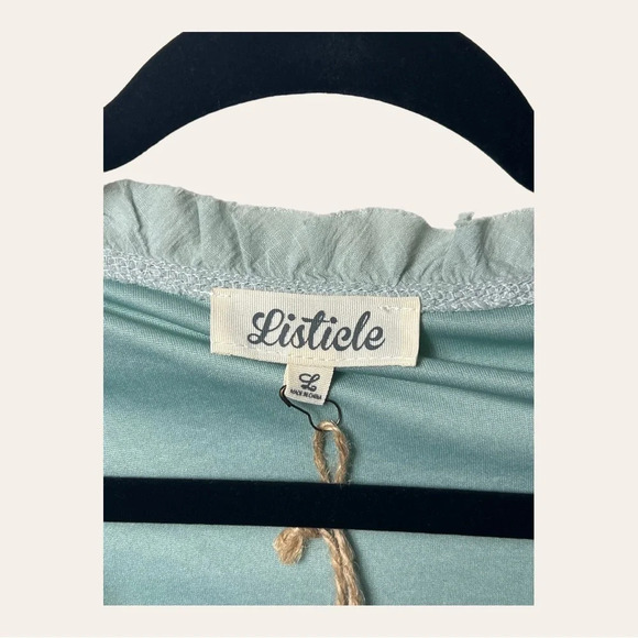 0585. Listicle 100% COTTON BABYDOLL MINI DRESS ALINE STYLE SIZE LARGE‎ RUFFLES - Picture 5 of 11